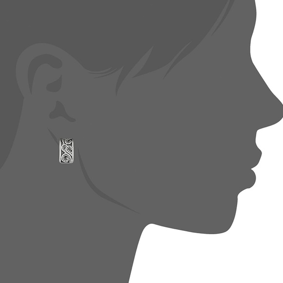 Vintage Napier Screw Back Earrings Paisley Silver Black - Picture 7 of 7